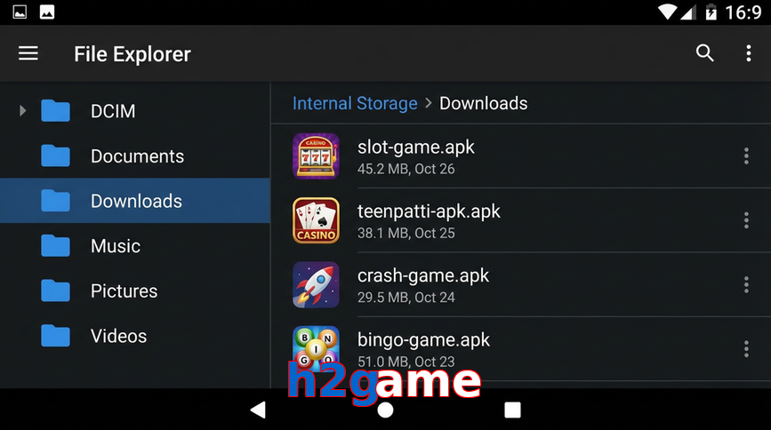 Main screen of H2game gameapk page for PK players